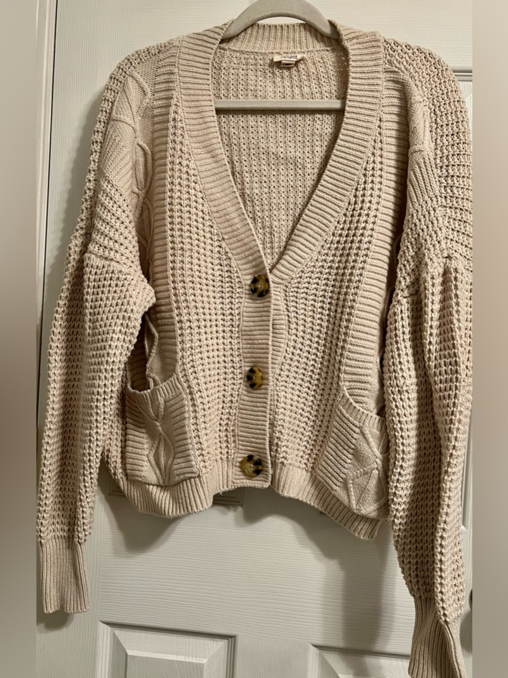 a.n.a a new day Cream Knit Button-Front Cardigan Sweater